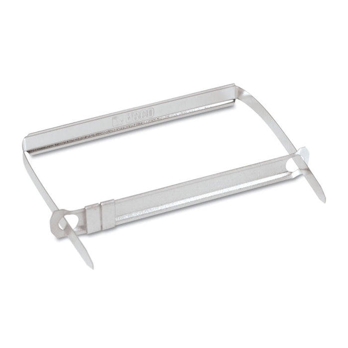 Standard Two-Piece Two-Prong Paper Fastener Base and Compressor Sets, 2" Capacity, 2.75" Center to Center, Silver, 50/Box