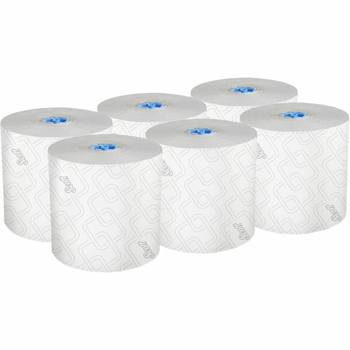 Scott Pro High-Capacity Hard Roll Towels with Elevated Design & Absorbency Pockets - 7.50" Width x 700 ft Length - 1 3/4" Core - Elevated Scott Design - White - Paper - 6 / Carton