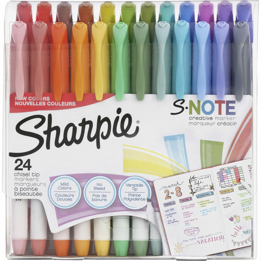 Sharpie S-Note Creative Markers, Chisel Tip - Assorted Ink - 24 / Pack