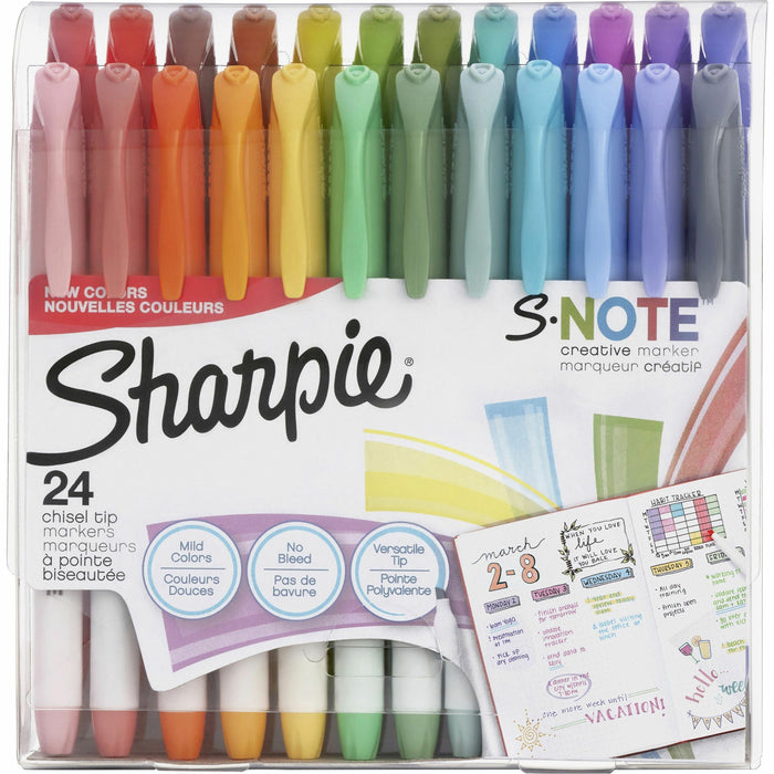 Sharpie S-Note Creative Markers, Chisel Tip - Assorted Ink - 24 / Pack