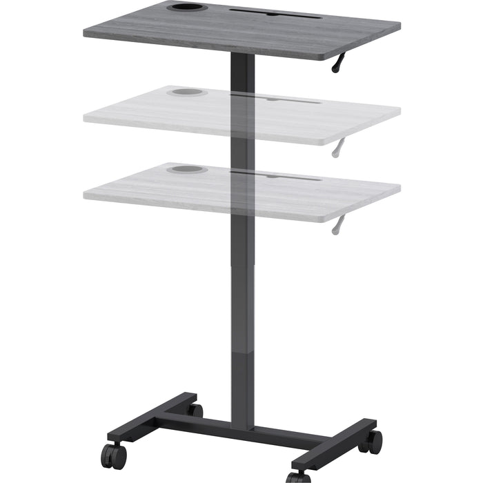 Lorell Height-adjustable Mobile Desk - Weathered Charcoal Laminate Top - Powder Coated Base - Height Adjustable - 30" to 43.63" Adjustment - 43" Height x 26.63" Width x 19.13" Depth - Assembly Required - 1 Each