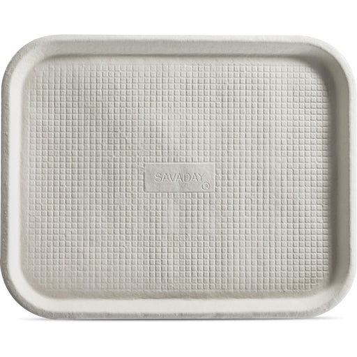 Savaday® 1" Deep Molded Fiber Trays - Food - White - Molded Fiber Body - 1 Carton