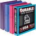 Samsill Durable View Binders - 1 1/2" Binder Capacity - 350 Sheet Capacity - Fastener: D-Ring - Chipboard, Polypropylene - Assorted - Recycled - Clear Overlay, Durable, Non-glare, PVC-free, Non-stick, Ink-transfer Resistant - 4 / Pack