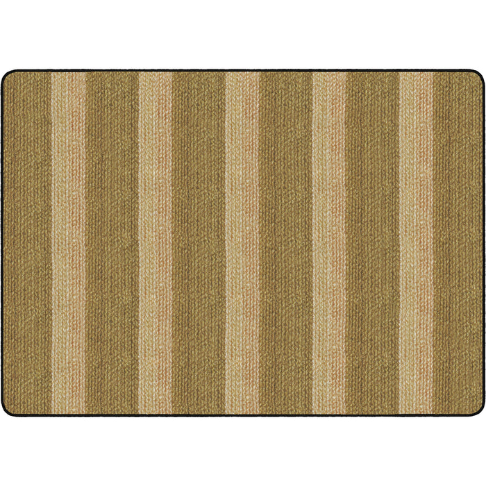 Flagship Carpets Basketweave Stripes Classroom Rug - Floor Rug - 72" Length x 100.80" Width - Rectangle - Natural - Nylon