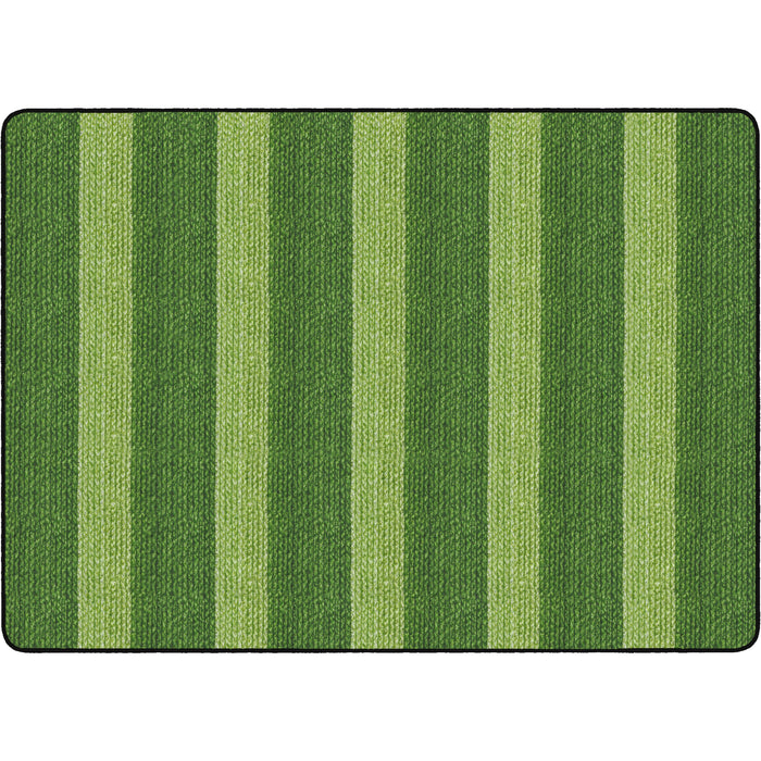 Flagship Carpets Basketweave Stripes Classroom Rug - Floor Rug - 72" Length x 100.80" Width - Rectangle - Green - Nylon
