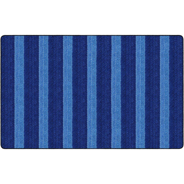 Flagship Carpets Basketweave Stripes Classroom Rug - Floor Rug - 91.20" Length x 12 ft Width - Rectangle - Blue - Nylon
