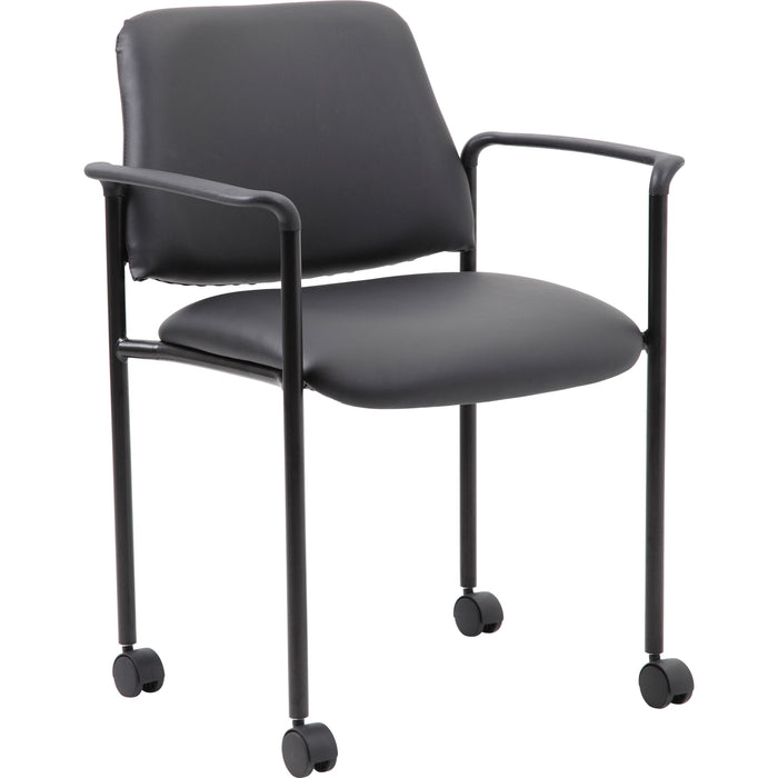Boss Diamond Stacking Chair - Black Seat Color - Vinyl Seat Material - Black Back Color - Vinyl Back Material - Black Frame Color - Tubular Steel Frame Material - Four-legged Base - Armrest - 1 Each