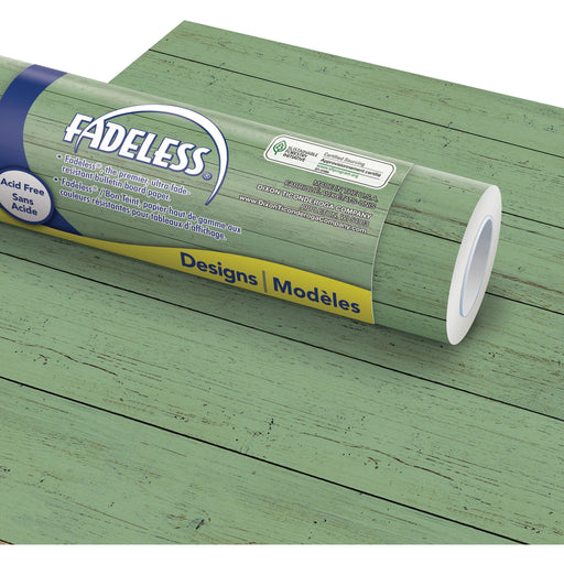 Fadeless Bulletin Board Paper Rolls - Bulletin Board, Classroom, Fun and Learning, File Cabinet, Door, Display, Paper Sculpture, Table Skirting, Party, Home Project, Office Project, ... - 48" Width x 50 ft Length - 50 lb Basis Weight - Mint Shiplap - 1 Ro