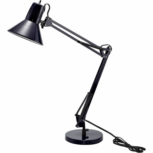 Bostitch Swing Arm Desk Lamp with Weighted Base, Black - LED Bulb - Swivel Arm, Weighted Base, Glare-free Light, Flicker-free, Adjustable Arm, Durable, Flexible Arm, Eco-friendly - Metal - Desk Mountable, Table Top - Black - for Desk, Table, Office, Home,