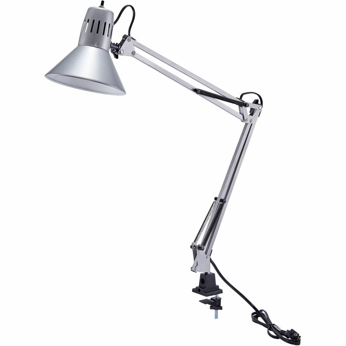 Bostitch Swing Arm Desk Lamp with Clamp, Silver - 36" Height - 9 W LED Bulb - Adjustable Arm, Durable, Flicker-free, Glare-free Light, Flexible Arm - 700 lm Lumens - Metal - Desk Mountable, Surface Mount - Silver - for Office, Classroom, Dorm, Home, Readi