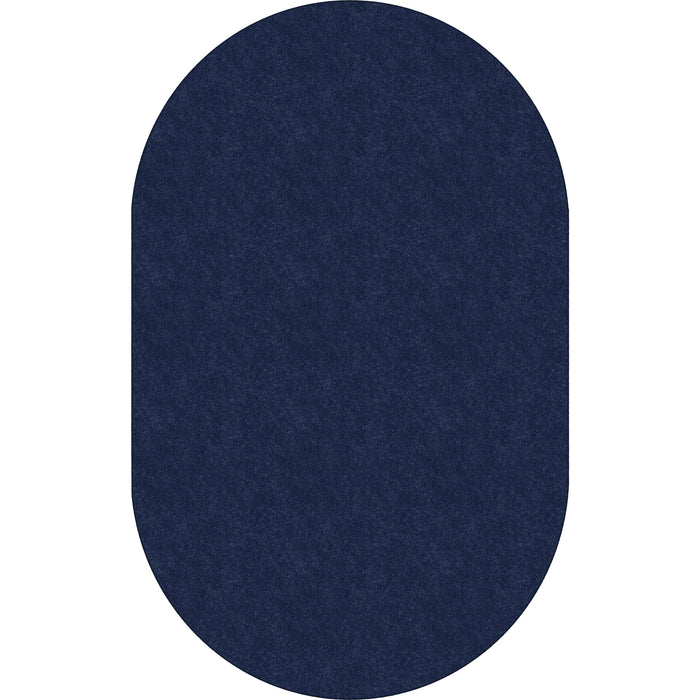 Flagship Carpets Amerisoft Solid Color Rug - 12 ft Length x 90" Width - Oval - Navy Blue - Nylon, Polyester