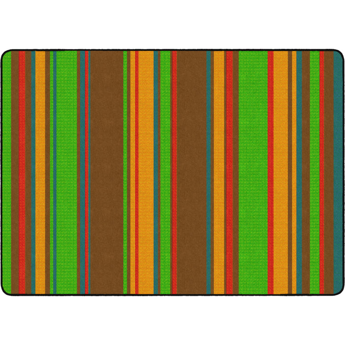 Flagship Carpets Basics Stripes Classroom Rug - 72" Length x 100.80" Width - Rectangle - Muted - Nylon