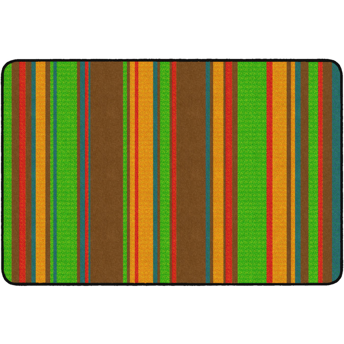 Flagship Carpets Basics Stripes Classroom Rug - 48" Length x 72" Width - Rectangle - Muted - Nylon