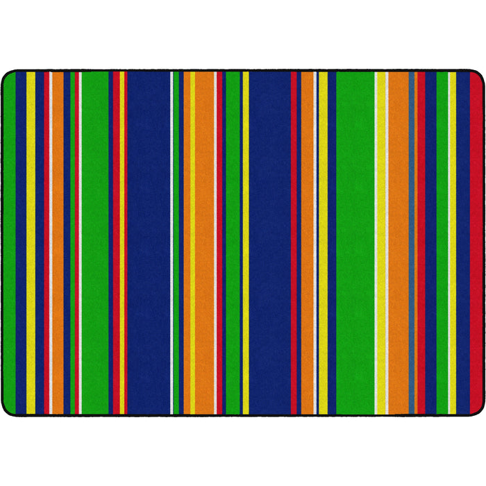 Flagship Carpets Basics Stripes Classroom Rug - 72" Length x 100.80" Width - Rectangle - Primary - Nylon