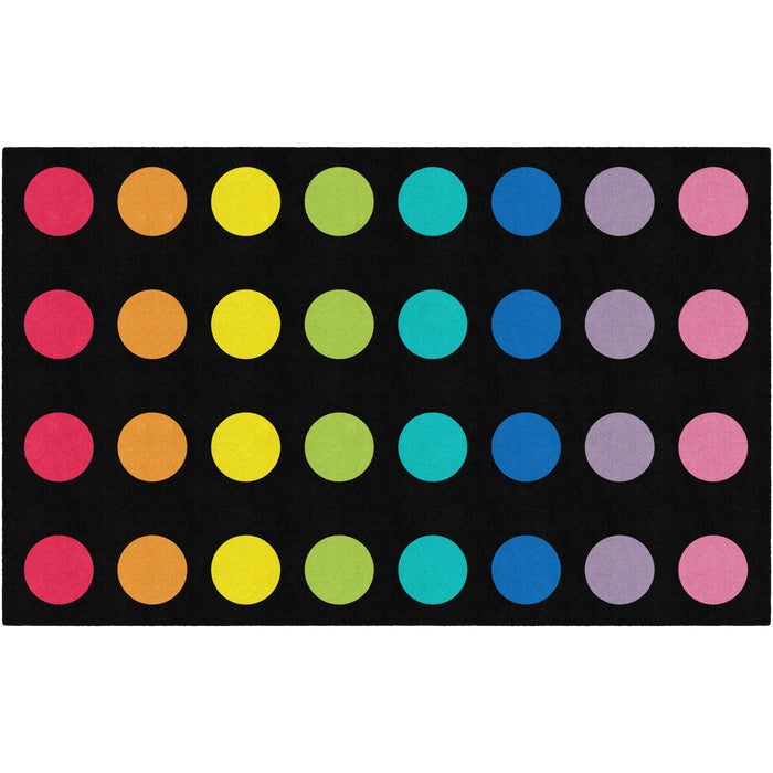 Flagship Carpets Schoolgirl Style Rainbow Dots Rug - 91.20" Length x 12 ft Width - Rectangle - Primary