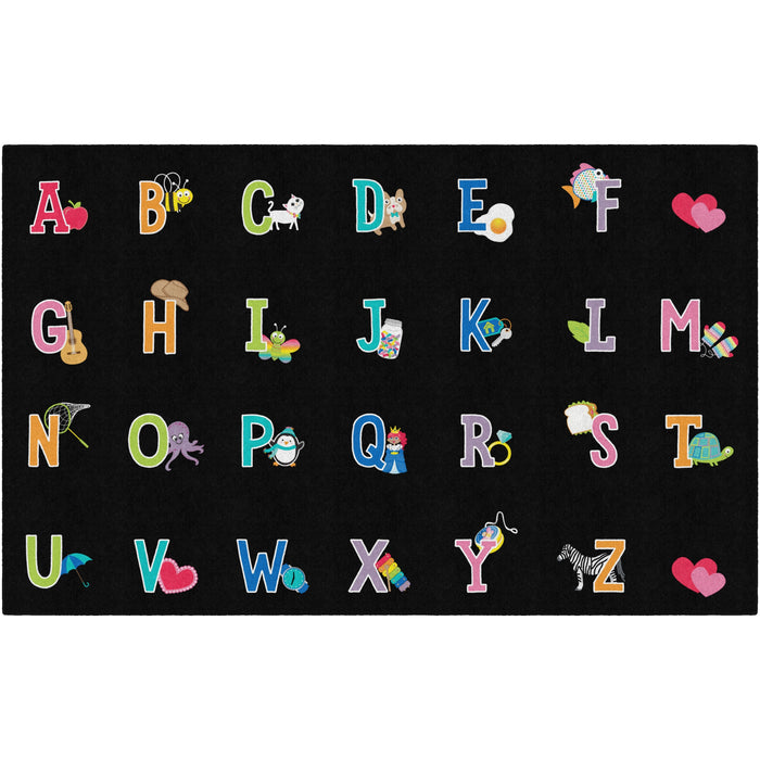 Flagship Carpets Schoolgirl Alphabet Pictures Rug - 91.20" Length x 12 ft Width - Rectangle - Primary