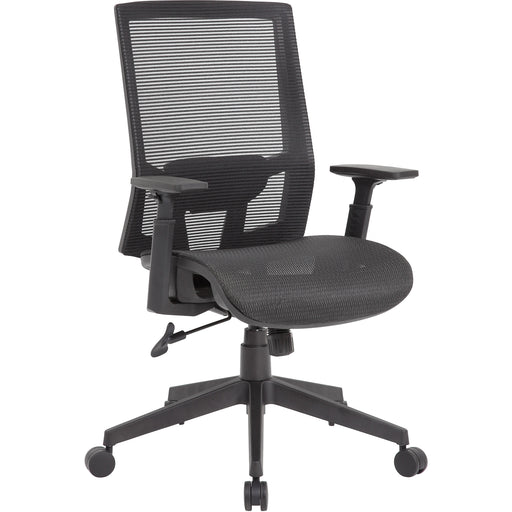 Boss Mesh Task Chair - Black Seat Color - Black Back Color - Black Frame Color - 5-star Base - Mesh - Armrest - 1 Each