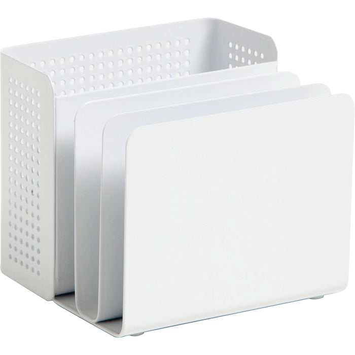U Brands Modern Perforated Metal Sorter Cup - 3.90" Height x 4.40" Width x 4.30" Depth - Durable - White - Metal - 1 Each