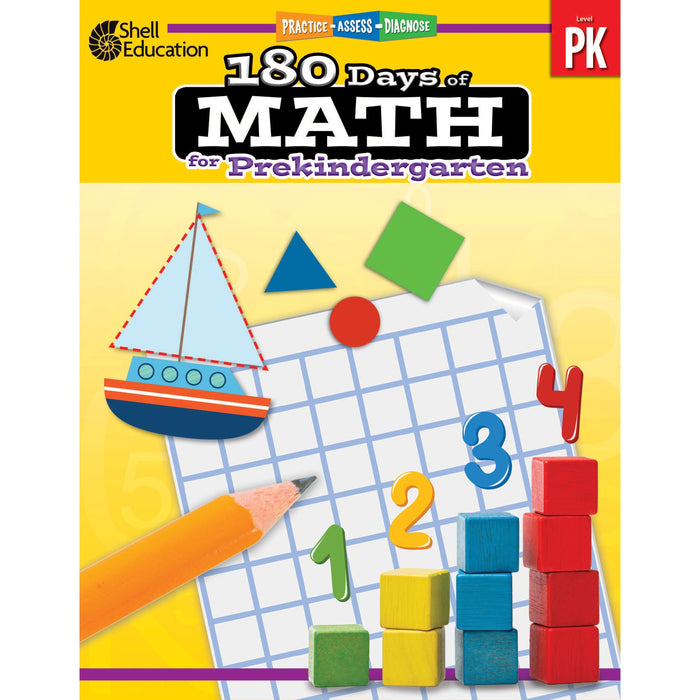 Shell Education 180 Days of Math for Prekindergarten Printed Book - Book - Grade Pre-K - English - 1 Each