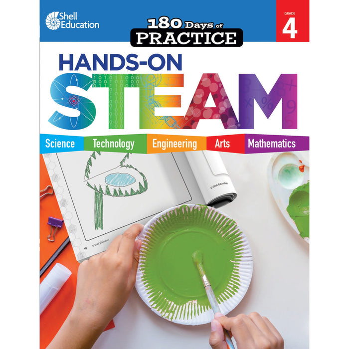 Shell Education 180 Days: Hands-On STEAM: Grade 4 Printed Book - Book - Grade 4 - English - 1 Each