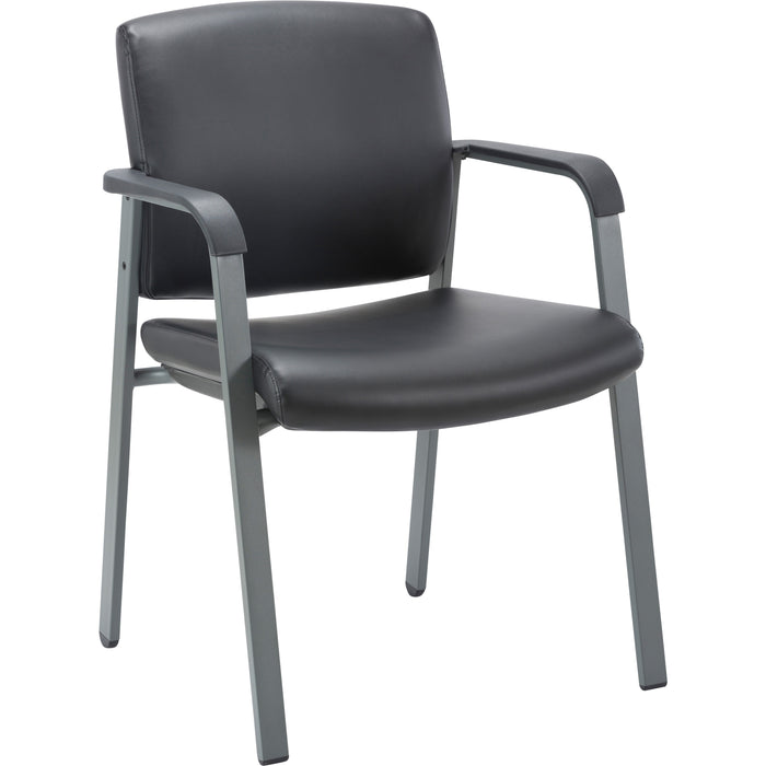 Lorell Healthcare Upholstery Guest Chair - Steel Frame Material - Square Base - Black - Vinyl - Armrest - 1 Each