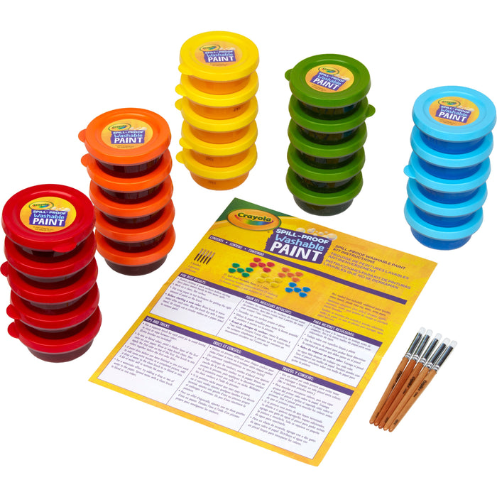 Crayola Spill Proof Washable Paint Set - Art, Craft - Recommended For 3 Year - Multi - 25 / Pack