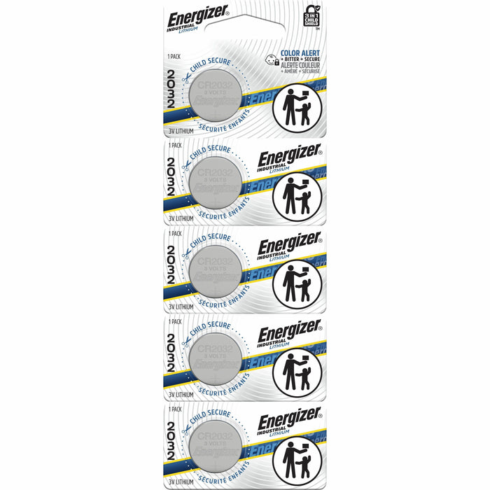 Energizer Industrial Battrey - For Digital Thermometer, Multimeter, Construction, Facility Maintenance, Medical Center, Office, Classroom, Electronics, Digital Scale - Coin Cell - 5 / Pack