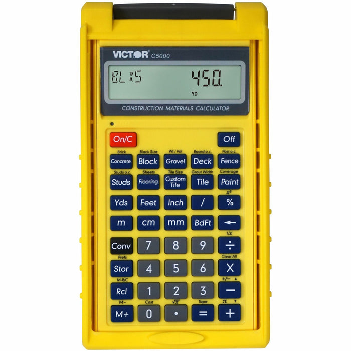 Victor C5000 Construction Materials Calculator - LCD - Battery Powered - 2 x LR44 - Yellow - 1 Each