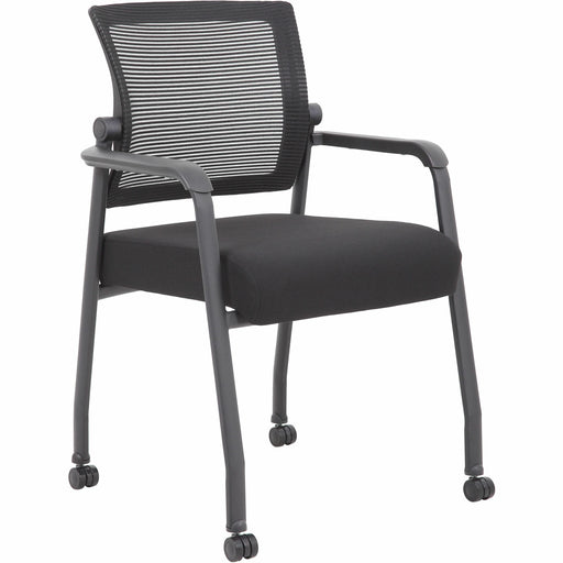 Boss Mesh 4-Legged Guest Chair - Black Seat Color - Fabric Seat Material - Black Back Color - Mesh Back Material - Black Frame Color - Tubular Steel Frame Material - Four-legged Base - Armrest - 1 Each