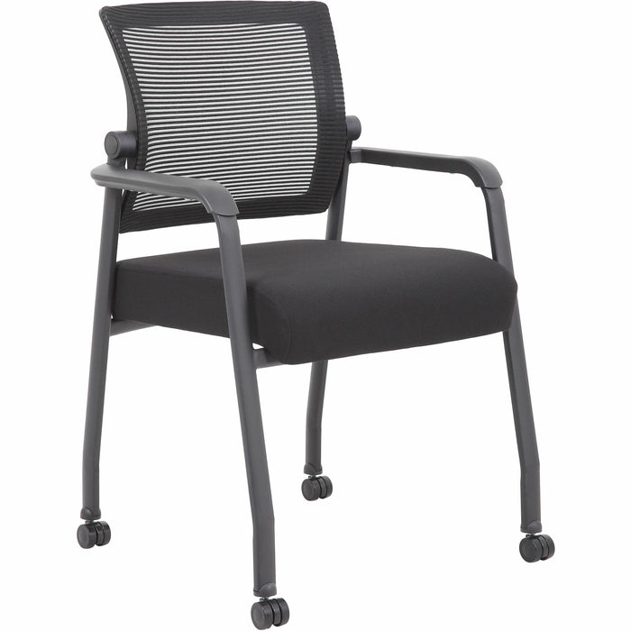 Boss Mesh 4-Legged Guest Chair - Black Seat Color - Fabric Seat Material - Black Back Color - Mesh Back Material - Black Frame Color - Tubular Steel Frame Material - Four-legged Base - Armrest - 1 Each