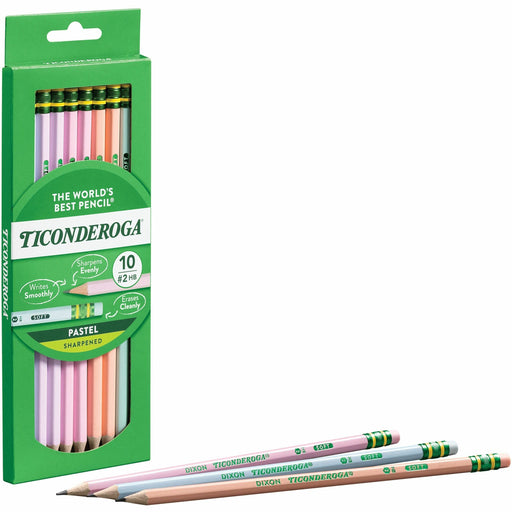 Ticonderoga Wood Pencils - Graphite Lead - Assorted Wood Barrel - 10 / Box