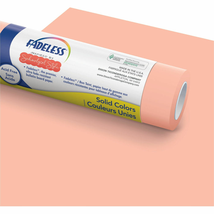 Fadeless Bulletin Board Paper Rolls - Bulletin Board, Classroom, Art - 48" Width x 50 ft Length - 50 lb Basis Weight - Coral Sugar - 1 Roll