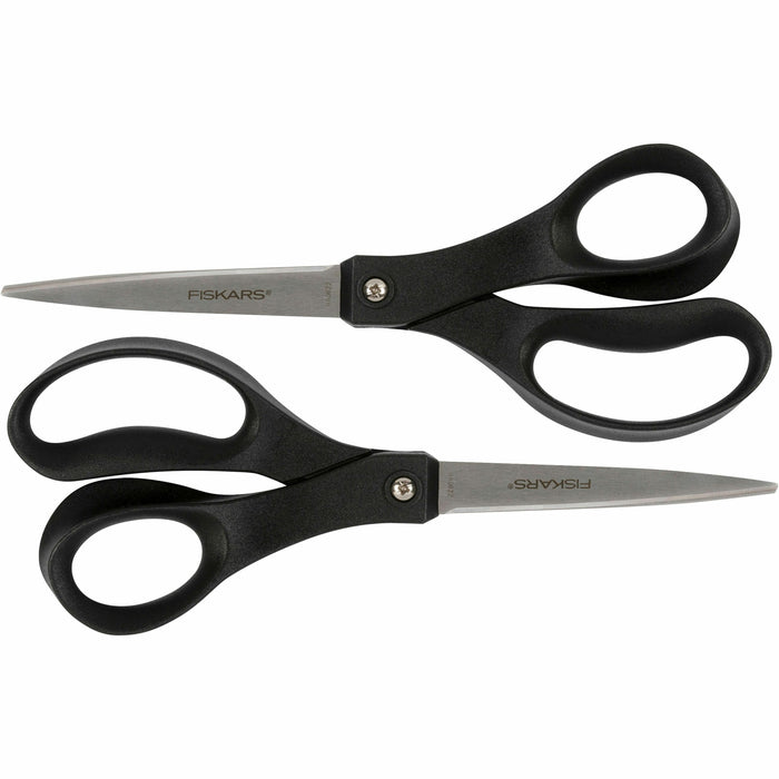 Fiskars Recycled All-purpose Scissors - Stainless Steel - Straight Tip - Black - 2 / Pack
