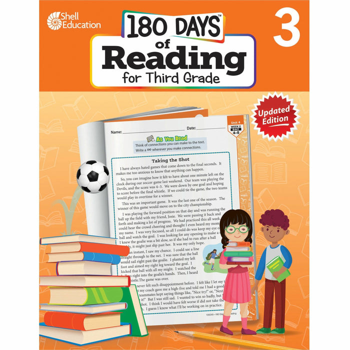 Shell Education 180 Days of Reading for Third Grade, 2nd Edition Printed Book - Grade 3 - English - 1 Each