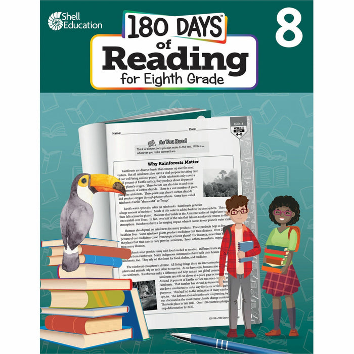 Shell Education 180 Days of Reading for Eighth Grade Printed Book - Grade 8 - English - 1 Each