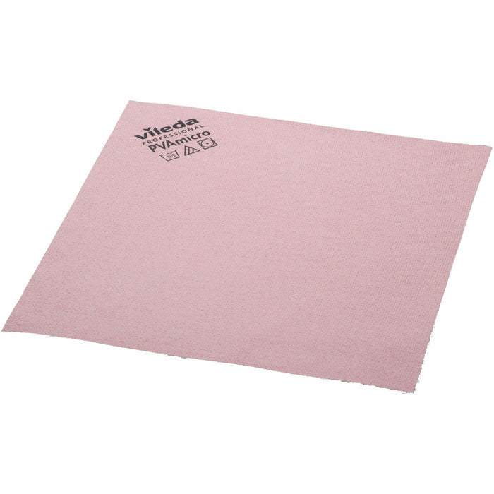 Vileda Professional PVAmicro Cleaning Cloths - 15" Length x 14" Width - Streak-free, Absorbent, Flexible, Soft - Red - 20 / Pack