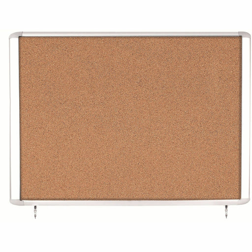 MasterVision Water-Resistant Enclosed Corkboard - 47" Board Height x 38.30" Board Width x 0.70" Board Depth - Light Brown Cork Surface - Water Resistant - Gray Anodized Aluminum Frame - 48" Height - 1 Each