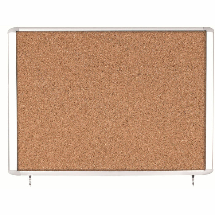 MasterVision Water-Resistant Enclosed Corkboard - 47" Board Height x 38.30" Board Width x 0.70" Board Depth - Light Brown Cork Surface - Water Resistant - Gray Anodized Aluminum Frame - 48" Height - 1 Each
