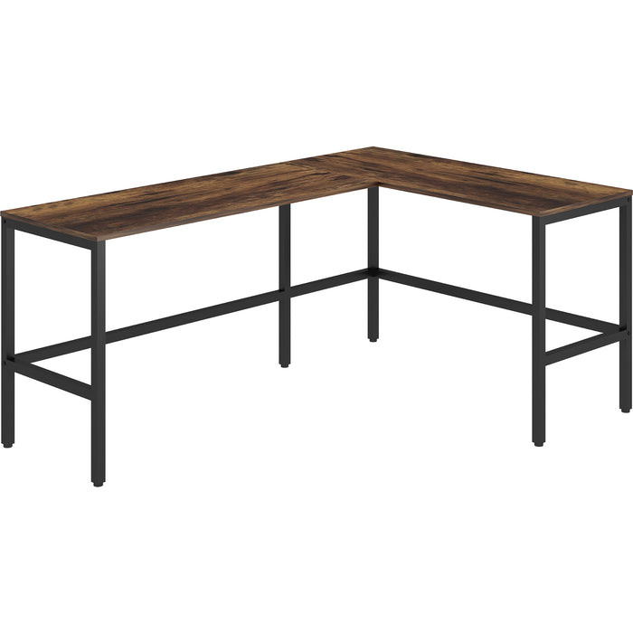 NuSparc L-Shaped Metal Frame Desk - Vintage Oak L-shaped, Black Top - Contemporary Style - 200 lb Capacity - 67" Table Top Width x 47.20" Table Top Depth x 1" Table Top Thickness - 29.20" Height - Assembly Required - High Pressure Laminate (HPL) Top Mater