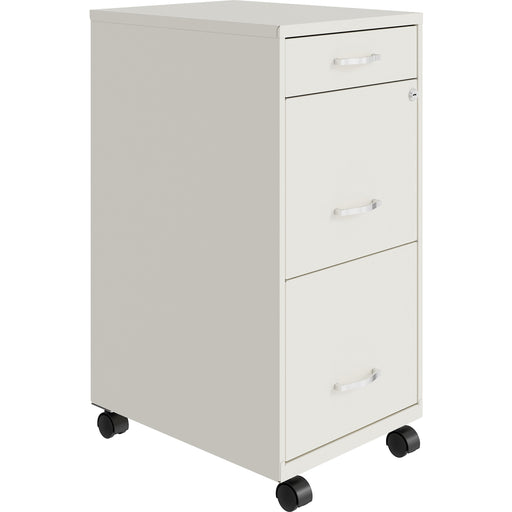 NuSparc Mobile File Cabinet - 14.2" Width x 18" Depth x 29.5" Height - 3 x Drawer(s) for File, Box - Letter - Mobility, Locking Drawer, Glide Suspension, 3/4 Drawer Extension, Cam Lock, Nonporous Surface - White - Painted Steel - Recycled - 1 Each