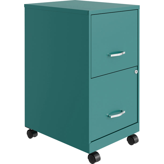 NuSparc Mobile File Cabinet - 14.2" Width x 18" Depth x 26.5" Height for File - Letter - Mobility, Locking Drawer, Glide Suspension, 3/4 Drawer Extension, Cam Lock, Nonporous Surface - Teal - Painted Steel, Steel - Recycled - 1 Each