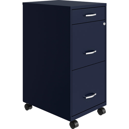NuSparc Mobile File Cabinet - 14.2" Width x 18" Depth x 29.5" Height - 3 x Drawer(s) for File, Box - Letter - Mobility, Locking Drawer, Glide Suspension, 3/4 Drawer Extension, Cam Lock, Nonporous Surface - Blue - Painted Steel - Recycled - 1 Each