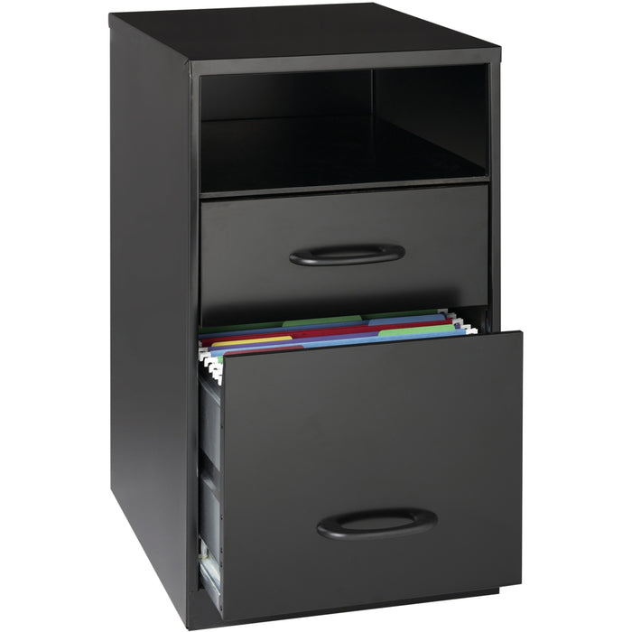 NuSparc File Organizer Cabinet - 14.2" Width x 18" Depth x 24.5" Height - 2 x Drawer(s) for File - Letter - Glide Suspension, 3/4 Drawer Extension, Anti-tip, Nonporous Surface - Black - Metal - Recycled - 1 Each