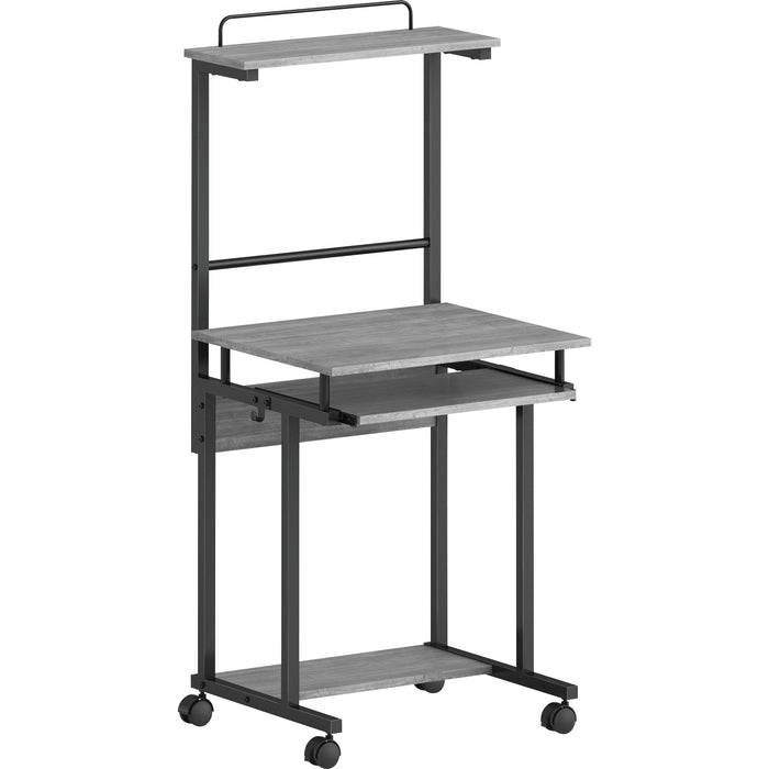 NuSparc Mobile Computer Workstation w/Keybrd Tray - Weathered Charcoal Laminate, Black Top - 110 lb Capacity - 23.60" Table Top Width x 20.60" Table Top Depth - 53.50" Height - Assembly Required - Medium Density Fiberboard (MDF) Top Material - 1 Each