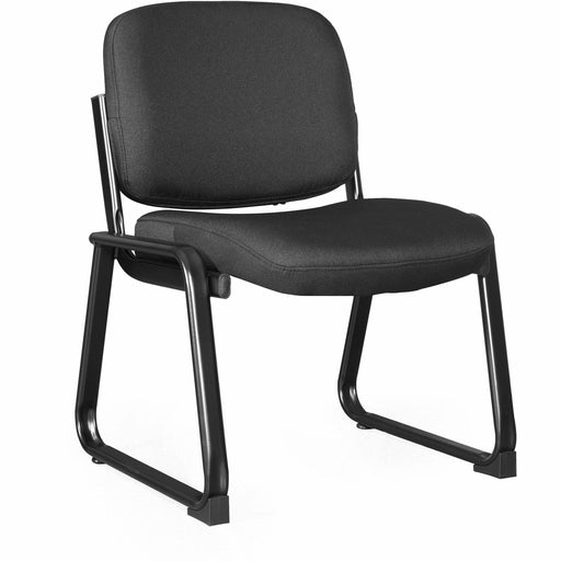 Lorell Deluxe Guest Seating Standard Guest Chair without Arms - Plywood, Fabric Seat Material - Plywood, Fabric Back Material - Powder Coated Frame Color - Metal Frame Material - Sled Base - Black - 1 Each