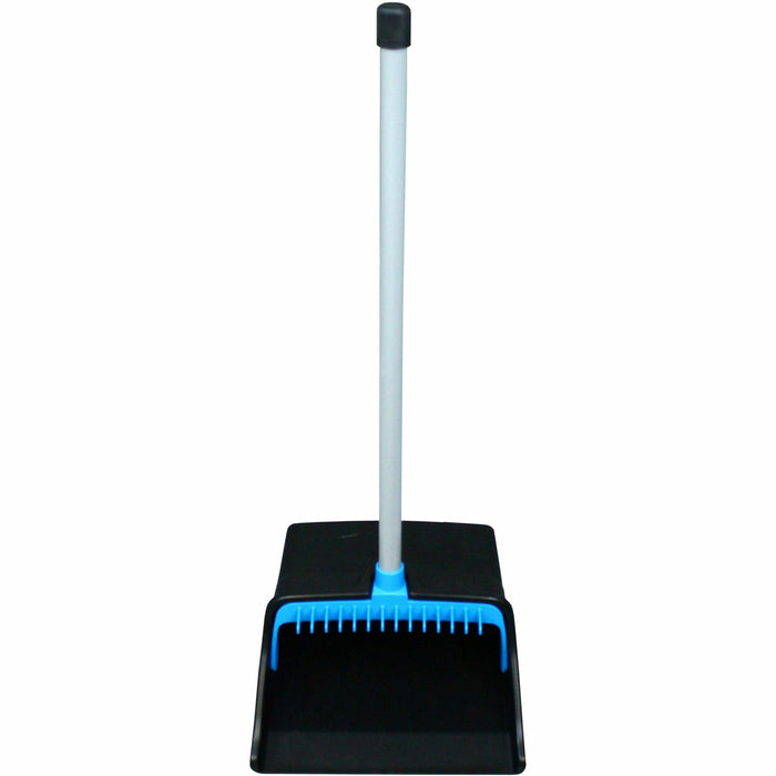 Genuine Joe Lobby Dust Pan - 11.50" Wide - Polyvinyl Chloride (PVC) Handle - Blue, Black - 1 Each