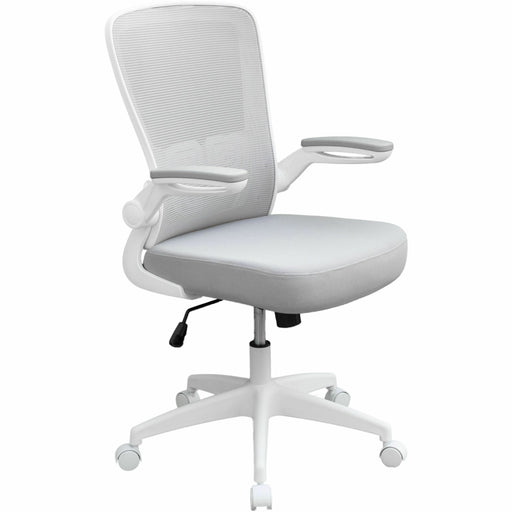 Boss Flip Arm Mesh Back Task Chair - Gray Seat Color - Foam, Fabric Seat Material - Mesh Back Material - White Frame Color - 5-star Base - Gray - Armrest - 1 Each