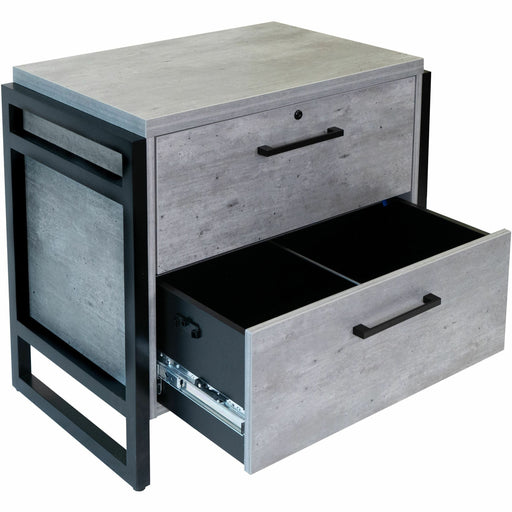 Martin Mason Concrete Laminate Unit - 31" Height x 34" Width x 21" Depth - Total Drawer(s): 2 - Material: Thermofused Laminate (TFL) - Finish: Concrete, Stone - Durable, Long Lasting, Lockable Drawer - For Storage, Document - 1 Each