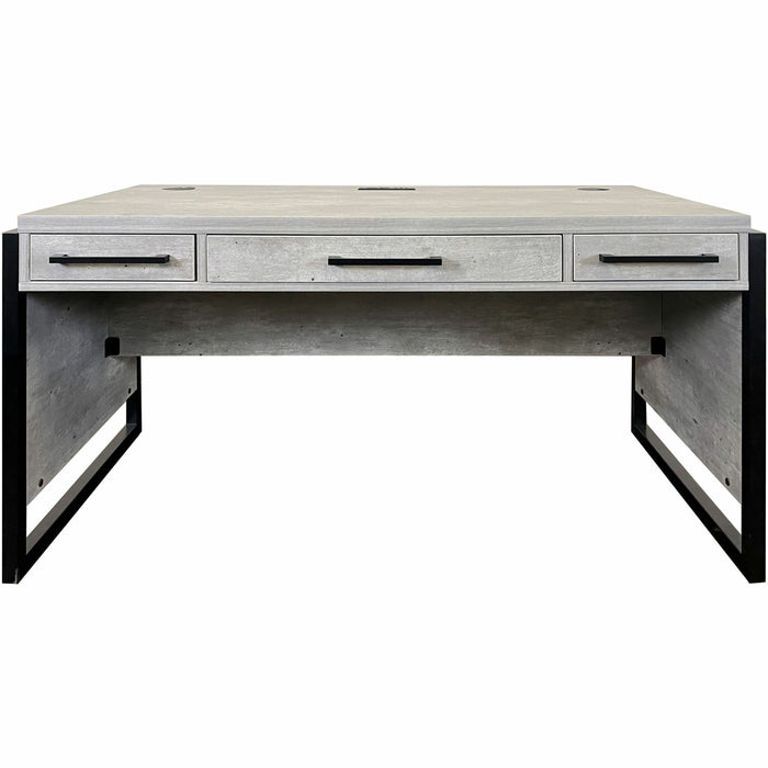 Martin Mason Concrete Laminate Unit - 31" Height x 60" Width x 30" Depth - Total Drawer(s): 3 - Material: Thermofused Laminate (TFL) - Finish: Concrete, Stone - Storage Drawer, Center Drawer, Cable Management, Grommet, Durable, Long Lasting, AC Power Outl