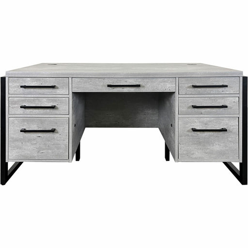 Martin Mason Concrete Laminate Unit - 31" Height x 66" Width x 30" Depth - Total Drawer(s): 7 - Double Pedestal - Material: Thermofused Laminate (TFL) - Finish: Concrete, Stone - Center Drawer, Storage Drawer, Cable Management, Grommet, Heavy Duty, Ball B
